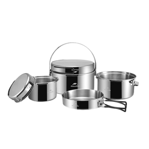 Naturehike 3 in 1 stainless steel pot set pot set - Stainless Steel