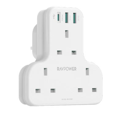 RavPower RP-PC1036 PD Pioneer 20W 3 Port Charger White UK Version with 3 AC Plug