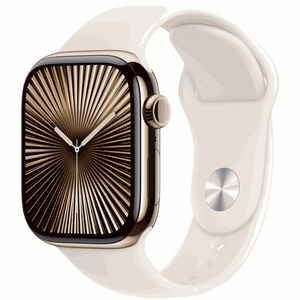 Apple Watch Series 10 GPS + Cellular 42mm Gold Titanium Case with Starlight Sport Band - S/M