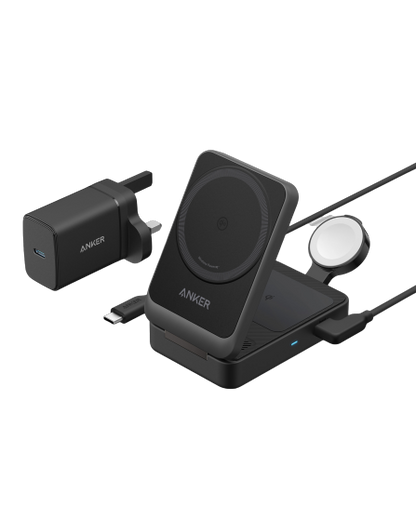 Anker MagGo Wireless Charging Station 15W Foldable 3-in-1 -Black