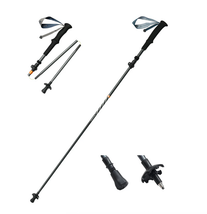 نيتشرهايك عصا رحلات لمصنوعة من الكربون والألومنيوم قابلة للطي وقابلة للتعديل مقاس ١٣٥- ١١٥ سم - رمادي غامق