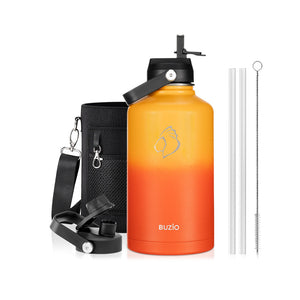 Buzio Duet Series Water Bottle with 2 Lids and Sleeve 1.9L - Yellow Orange