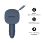 Momax 1-MOVE+60W 2-Port Car Charger with Built-in Retractable cable (Grey)