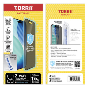 Torrii BODYGLASS for iPhone 17 Pro Anti-Bacterial – Privacy