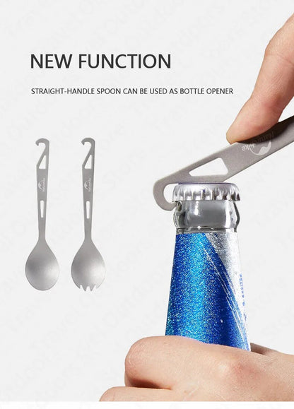 Naturehike Titanium Alloy Outdoor Travel Folding Fork&Spoon - Titanium