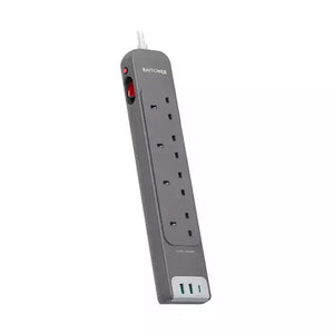 RavPower RP-PC1039 4 Outlets Power Strip Gray UK Version 3m with USB Port Gray