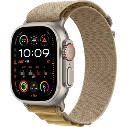 Apple Watch Ultra 2 GPS + Cellular 49mm Natural Titanium Case with Tan Alpine Loop - Medium