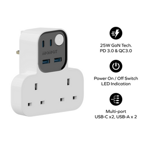وصلة كهربائية T مومكس 1-Charge Work Flow مخرجين مع USB (أبيض)