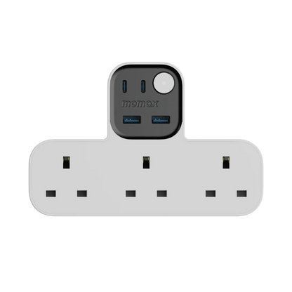 Momax 1-Charge Work Flow وصلة كهرباء على شكل T بثلاثة مقابس USB (أبيض)