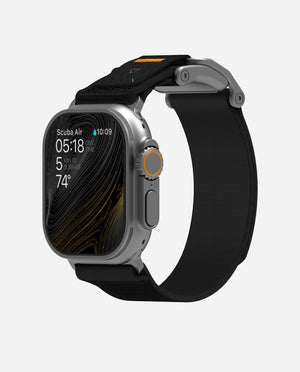 AULUMU A11 Mag Buckle Slim Band for Apple Watch 42/44/45/49mm - Classic Black and Silver Buckle