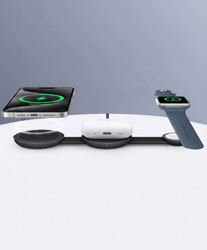 Anker MagGo Wireless Charging Station (3-in-1, Foldable Pad) with Adapter and Cable -Black
