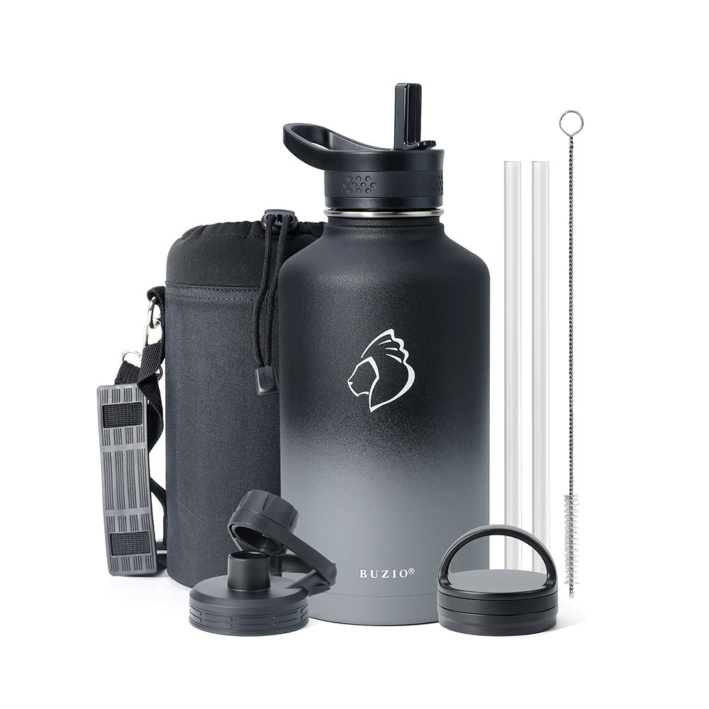 Buzio Trio Series Water Bottle with 3 Lids and Sleev 1.9L - Shadow