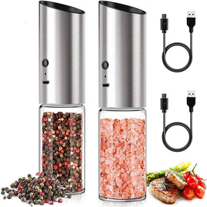 Electric Salt and Pepper Grinder Set USB Rechargeable-Black