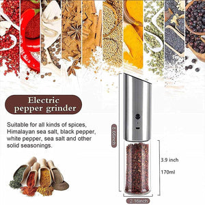 Electric Salt and Pepper Grinder Set USB Rechargeable-Black