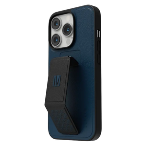 Levelo Morphix Gripstand PU Leather Case iPhone 14 Pro Max Storm Blue