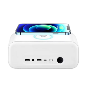 XPower QIC4 All-In-One 15W Wireless Charging + Bluetooth Speaker Alarm Clock - White