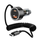 Porodo 60W Dual Port Transparent Aluminum Car Charger Integrated Type-C Cable - Black