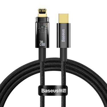 Baseus Explorer Series Auto Power-Off Fast Charging Data Cable Type-C to IP 20W 2m Black