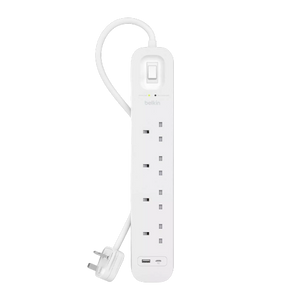 Belkin 4-outlet Surge Protector 18W, USB-A & USB-C Ports, 2M cord