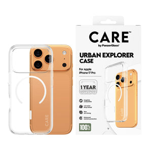حافظة CARE by PanzerGlass Flagship Case الشفافة Urban Explorer مع MagSafe الأبيض لهاتف iPhone 17 Pro