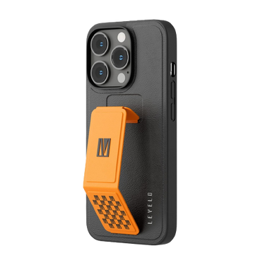 Levelo Morphix Gripstand PU Leather Case  iPhone 14 Pro Orange