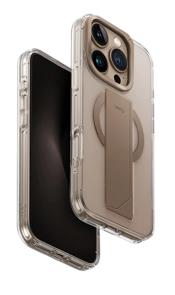 UNIQ HYBRID IPHONE 16 PRO (2024) 6.3 HELDRO MAX MAGCLICK WITH CAMERA STAND - TAUPE GOLD (TAUPE GOLD)