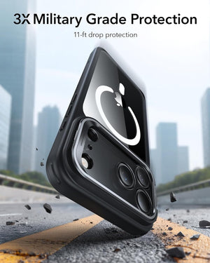 ESR iPhone 17 Pro HaloLock Classic Hybrid Case with Stash Stand Case - Clear Black