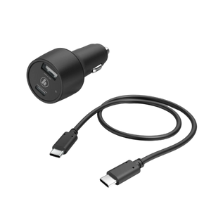 مجموعة شحن السيارة من هاما USB-A/USB-C PD  واط30 مع كابل USB-C بطول 1 متر - أسود