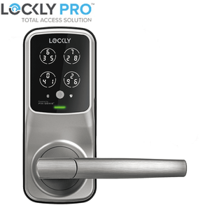 قفل Lockly Lux Compact Mortise Edition ببصمة الإصبع، بتصميم بديل لأقفال المقابض - نيكل ساتان