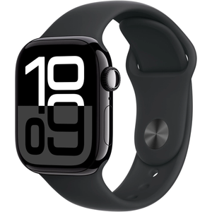 Apple Watch Series 10 GPS + Cellular 42mm Jet Black Aluminium Case with Black Sport Band - S/M