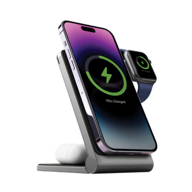Energea Magtrio 3in1 Foldable Magnetic Fast Wireless Charger - Gunmetal