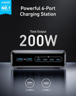 Anker Prime Charger (200W, 6 Ports, GaN) -Silver