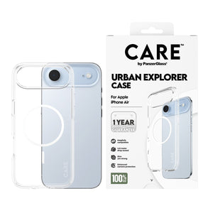 حافظة CARE by PanzerGlass Flagship Case شفافة Urban Explorer مع حلقة مغناطيسية بيضاء لهاتف iPhone 17 Air