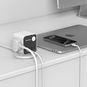 مكعب الطاقة Momax 1-Charge Work Flow ذو 3 منافذ مع USB (أبيض)