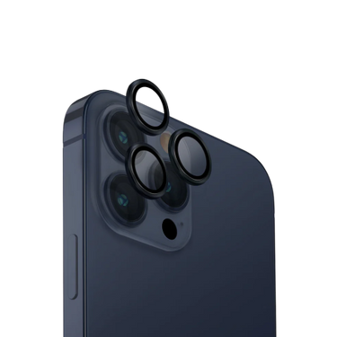 واقي عدسة الكاميرا يونيك اوبتكس لهاتف ايفون 15 برو 6.1 بإطار ستانلس ستيل ياقوتي - أزرق تيترا (أزرق داكن)