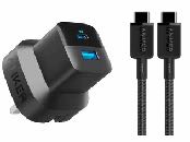 Anker 323 Charger with 322 USB-C to USB-C Cable (33W , 3ft) -Black