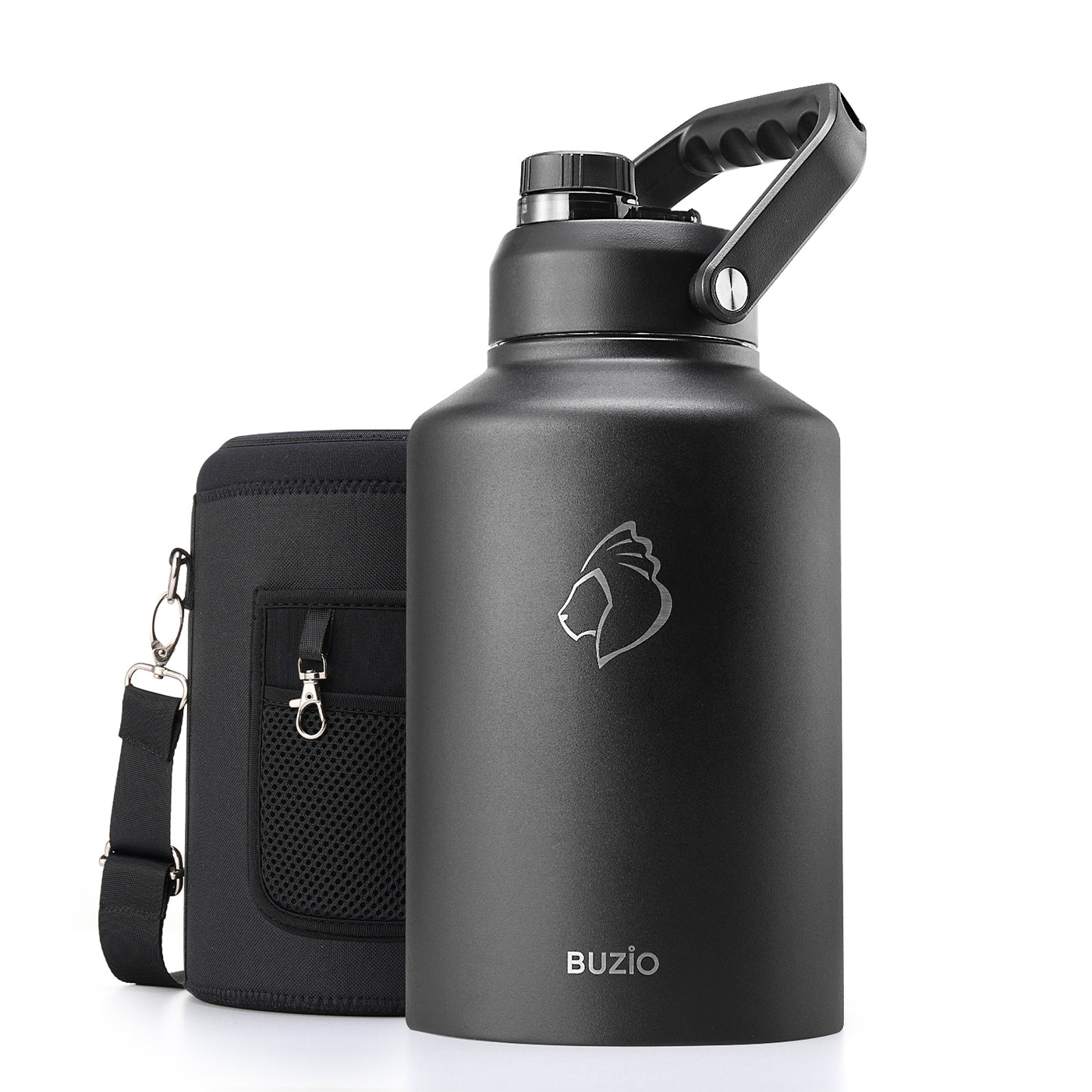 Buzio Rock Series One Gallon Jug with Spout Lid and Sleeve 3.8L - Black