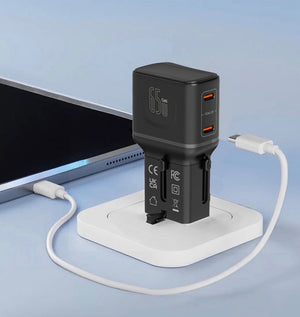 LZEL TravelPro Series Dual Port GaN Travel Wall Charger 65W Dual Type-C – Black
