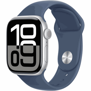 Apple Watch Series 10 GPS 42mm Silver Aluminium Case with Denim Sport Band - S/M