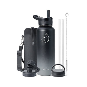 Buzio Trio Series Water Bottle with 3 Lids and Sleeve 1.2L - Shadow