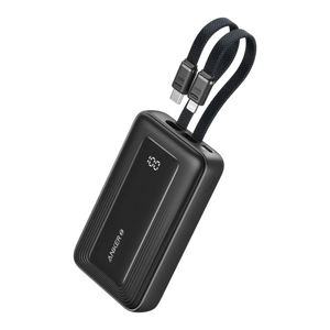 Anker Zolo Power Bank (20K, 30W, Built-In USB-C and Lightning Cable) -Black