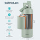 Buzio Duet Series Water Bottle with 2 Lids and Sleeve 1.2L - Green
