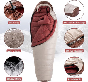 حقيبة النوم بتصميم المومي سنوبيرد من ناتشرهايك - اللون الرمادي الدخاني - الحجم الكبير 980 جم - محشو بريش البط