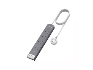 RavPower RP-PC1039 4 Outlets Power Strip Gray UK Version 3m with USB Port Gray