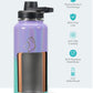 Buzio Trio Series Water Bottle with 3 Lids and Sleeve 1L - Purple Green