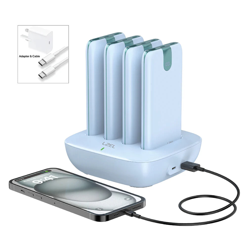 LZEL Quadra Energia Y Station 10000mAh Charging Station Built In Cable Lightning And Type-C (Blue)