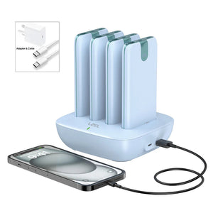 LZEL Quadra Energia Y Station 10000mAh Charging Station Built In Cable Lightning And Type-C (Blue)