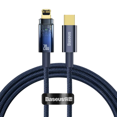 Baseus Explorer Series Auto Power-Off Fast Charging Data Cable Type-C to IP 20W 2m Blue