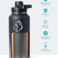 Buzio Trio Series Water Bottle with 3 Lids and Sleeve 1L - Shadow