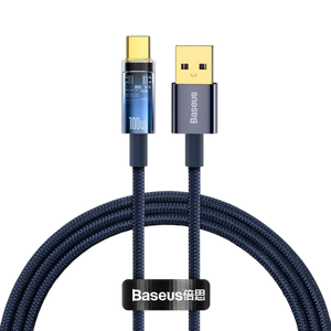 Baseus Explorer Series Auto Power-Off Fast Charging Data Cable USB to Type-C 100W 2m Blue